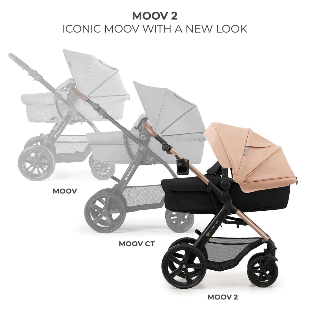 Kinderkraft MOOV 2 Pushchairs 3-in-1 Pushchair Set up to 22 kg with Child Seat I-Size 40-75 cm, Buggy Function, Adjustable Reclining Position, Large Extendable Hood, EVA Foam Wheels, Black