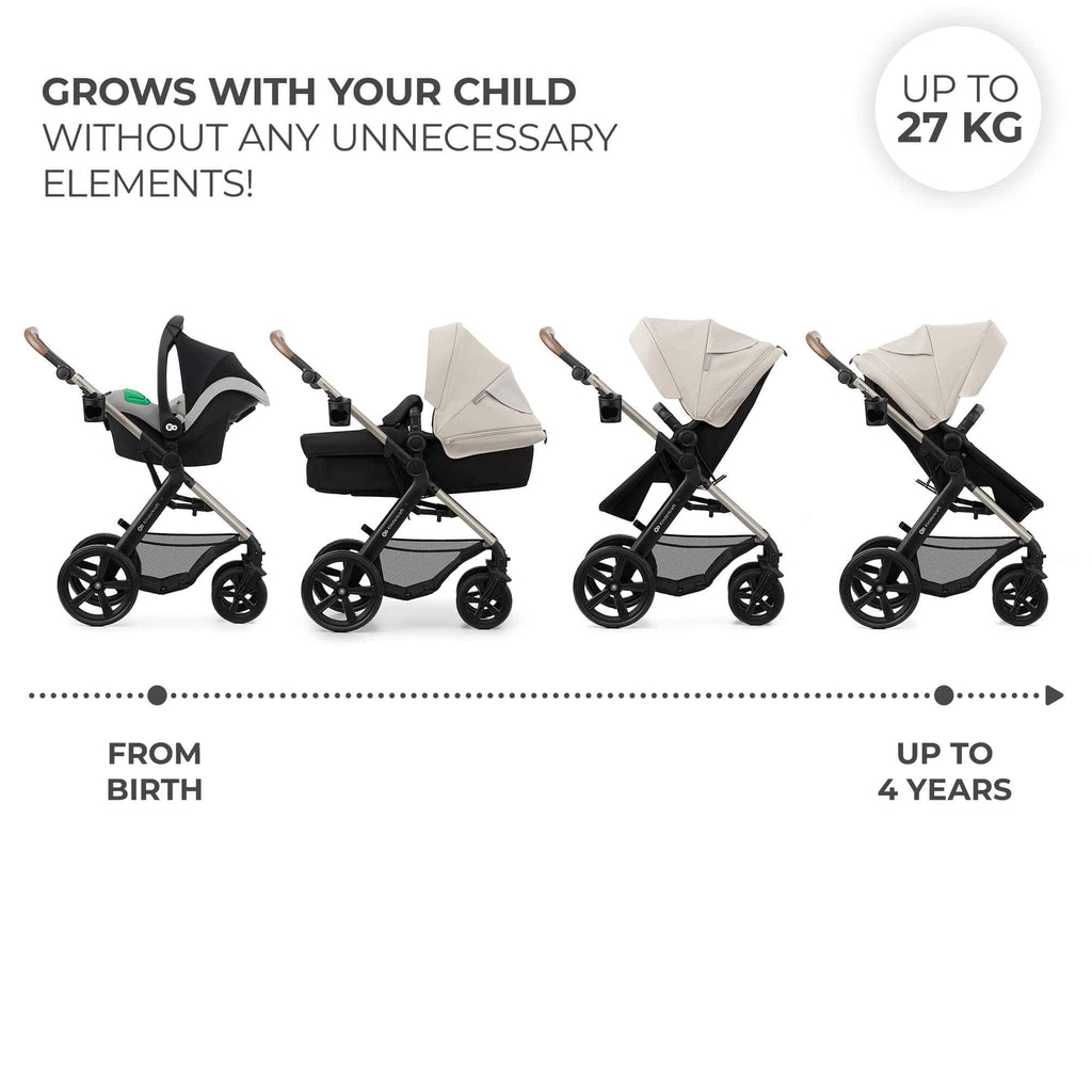 Kinderkraft MOOV 2 Pushchairs 3-in-1 Pushchair Set up to 22 kg with Child Seat I-Size 40-75 cm, Buggy Function, Adjustable Reclining Position, Large Extendable Hood, EVA Foam Wheels, Black